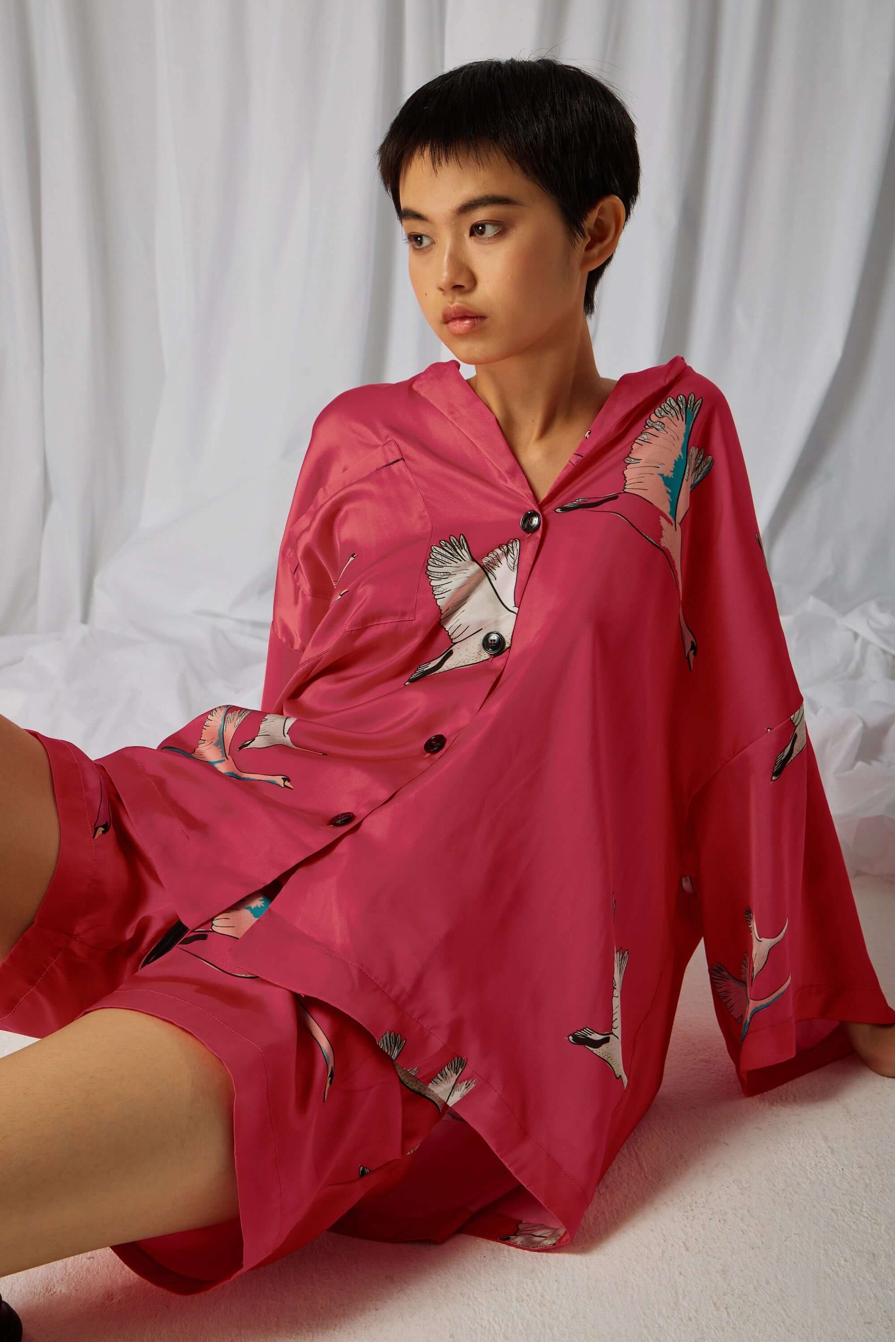Pyjama Eilish en imprimé Swan rose