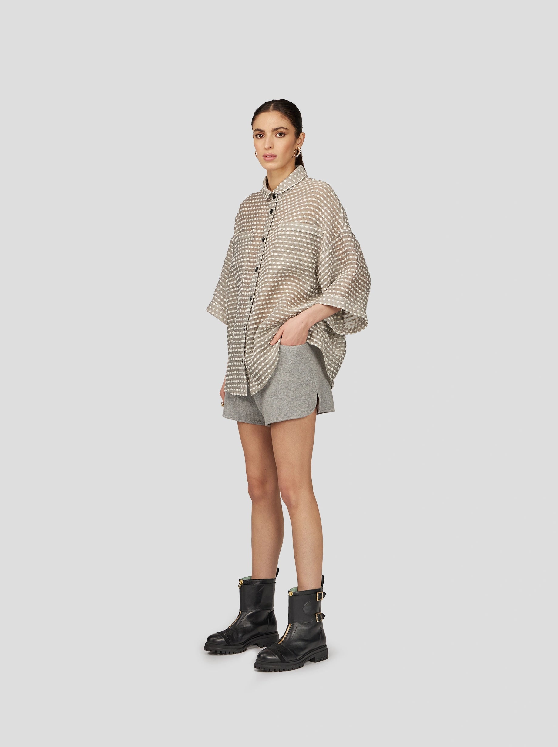 Chemise Astrée en Voile Soufflé Gris Galet