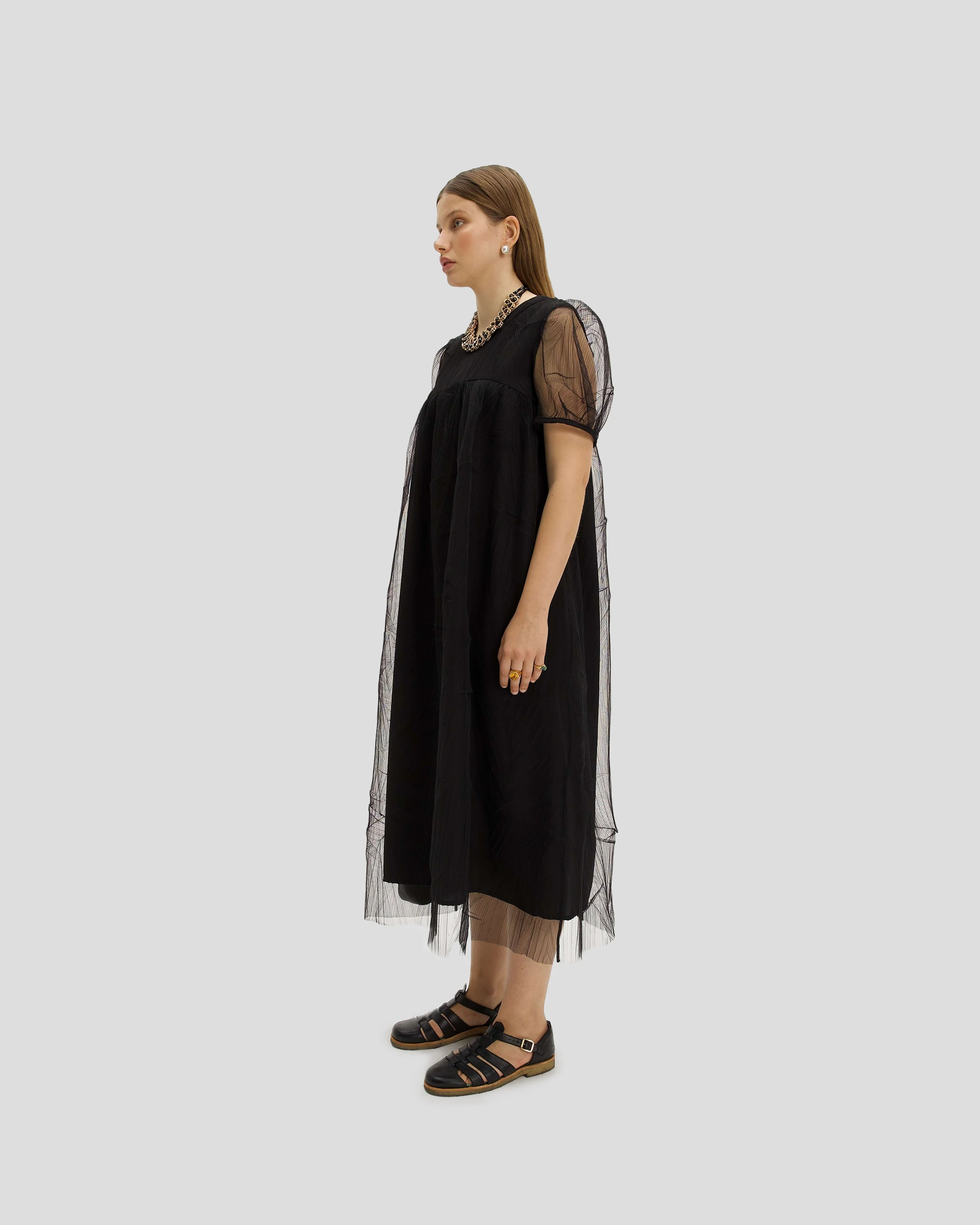 Robe gaya en tulle faux plis