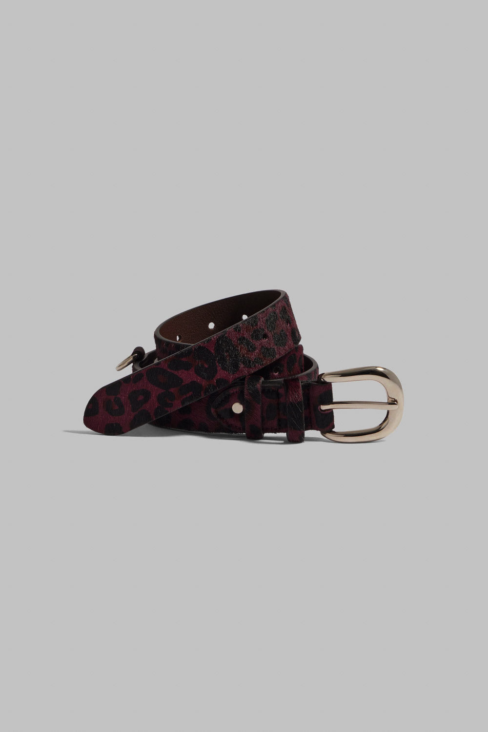 Belt in burgundy Leopard leather
