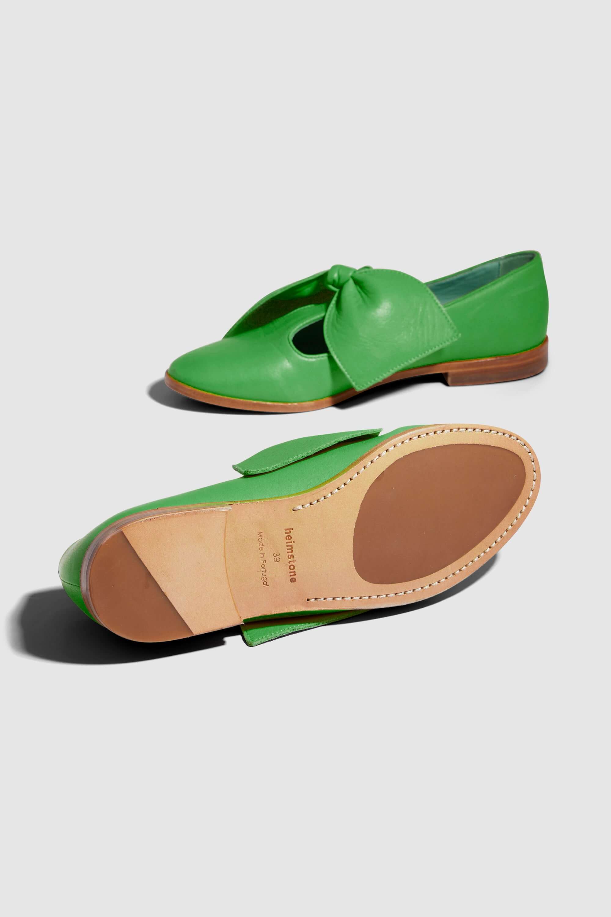 Ballerine BB en cuir vert