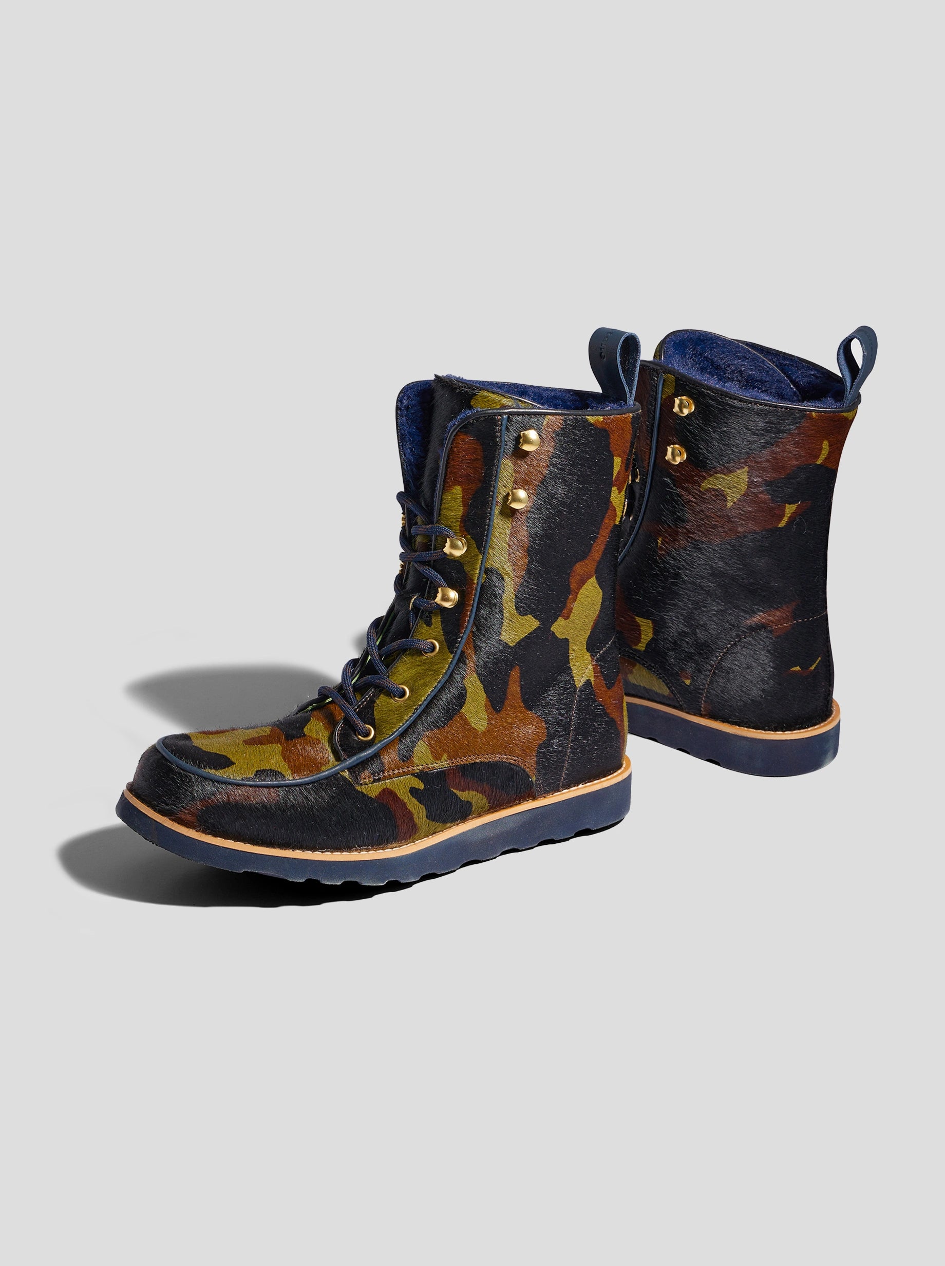 Mountain boots en cuir imprimé Camouflage