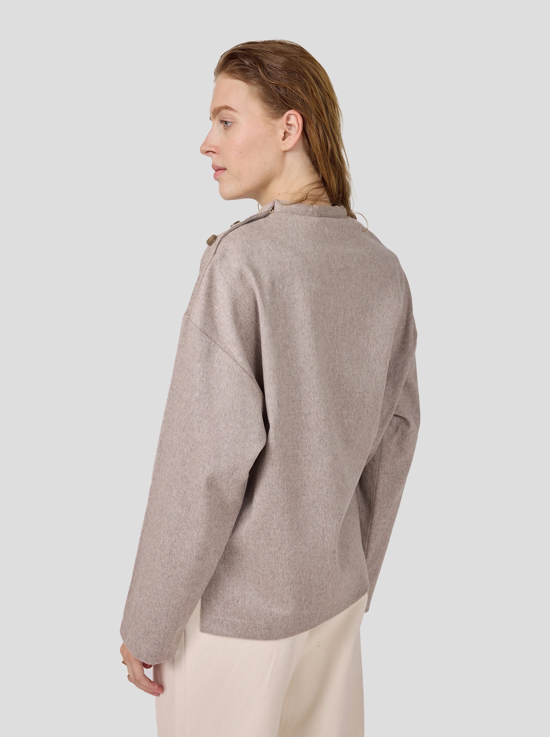 Pull Bobbi en flanelle taupe glacé 