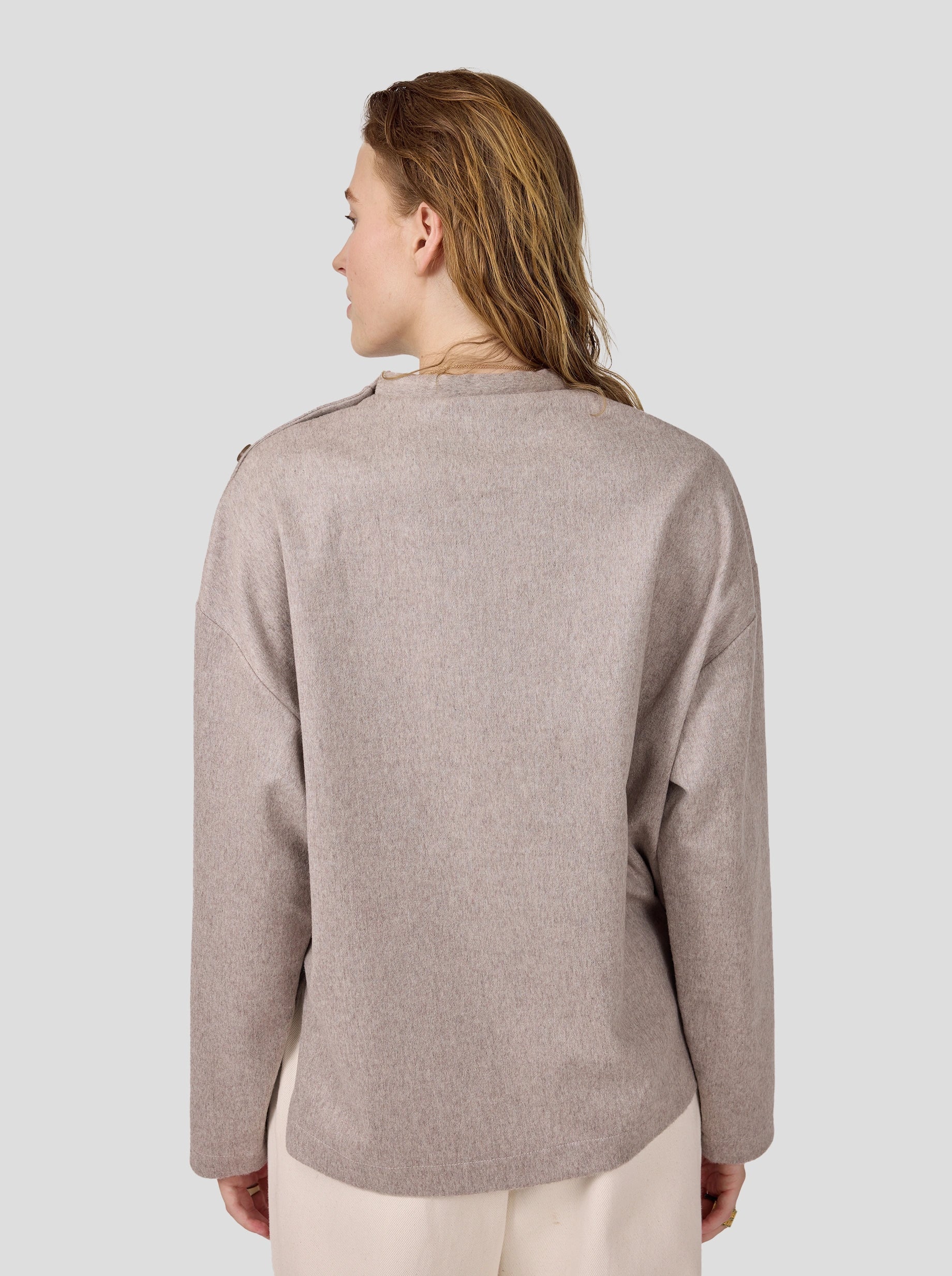 Pull Bobbi en flanelle taupe glacé 