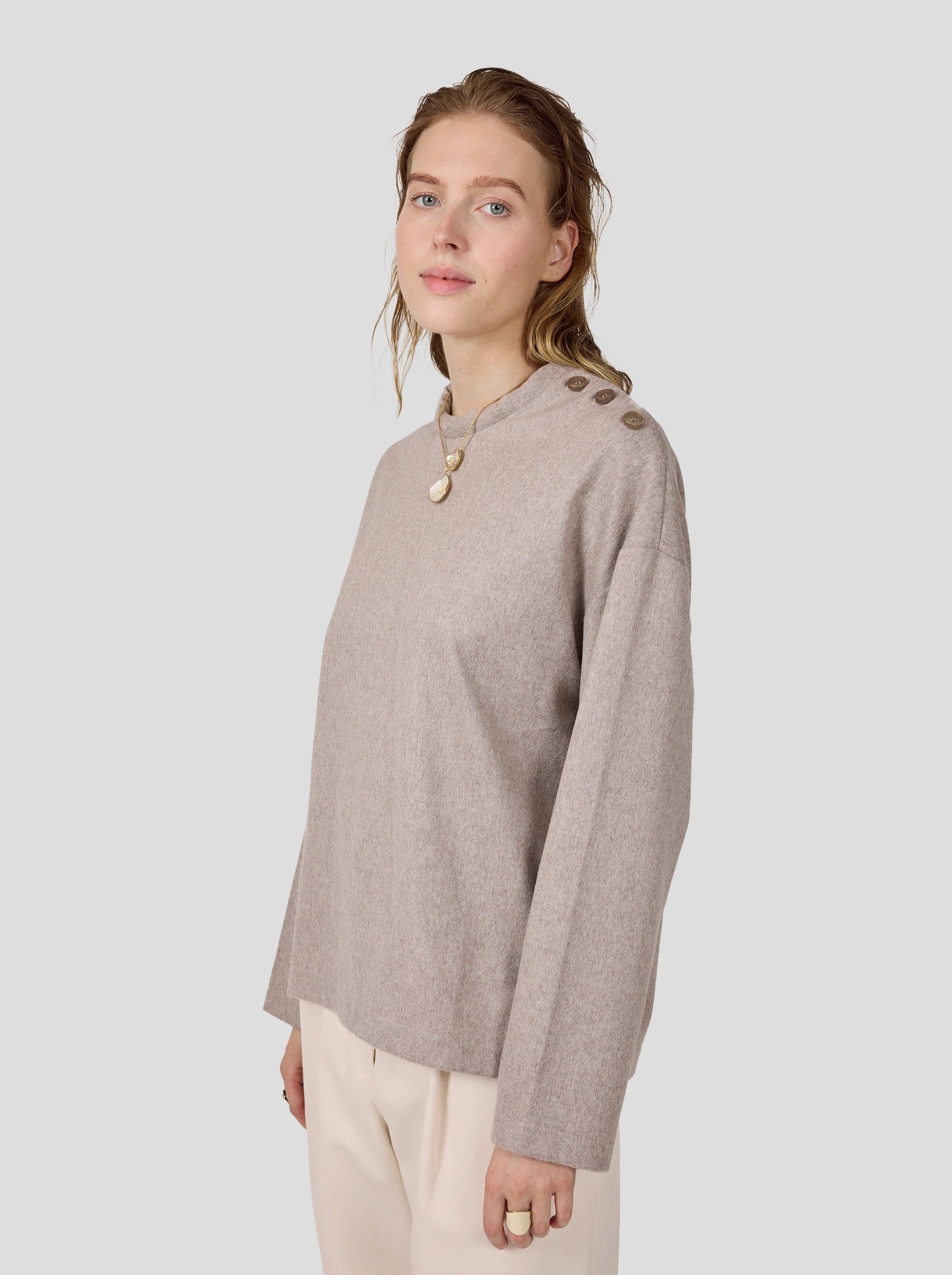 Pull Bobbi en flanelle taupe glacé 