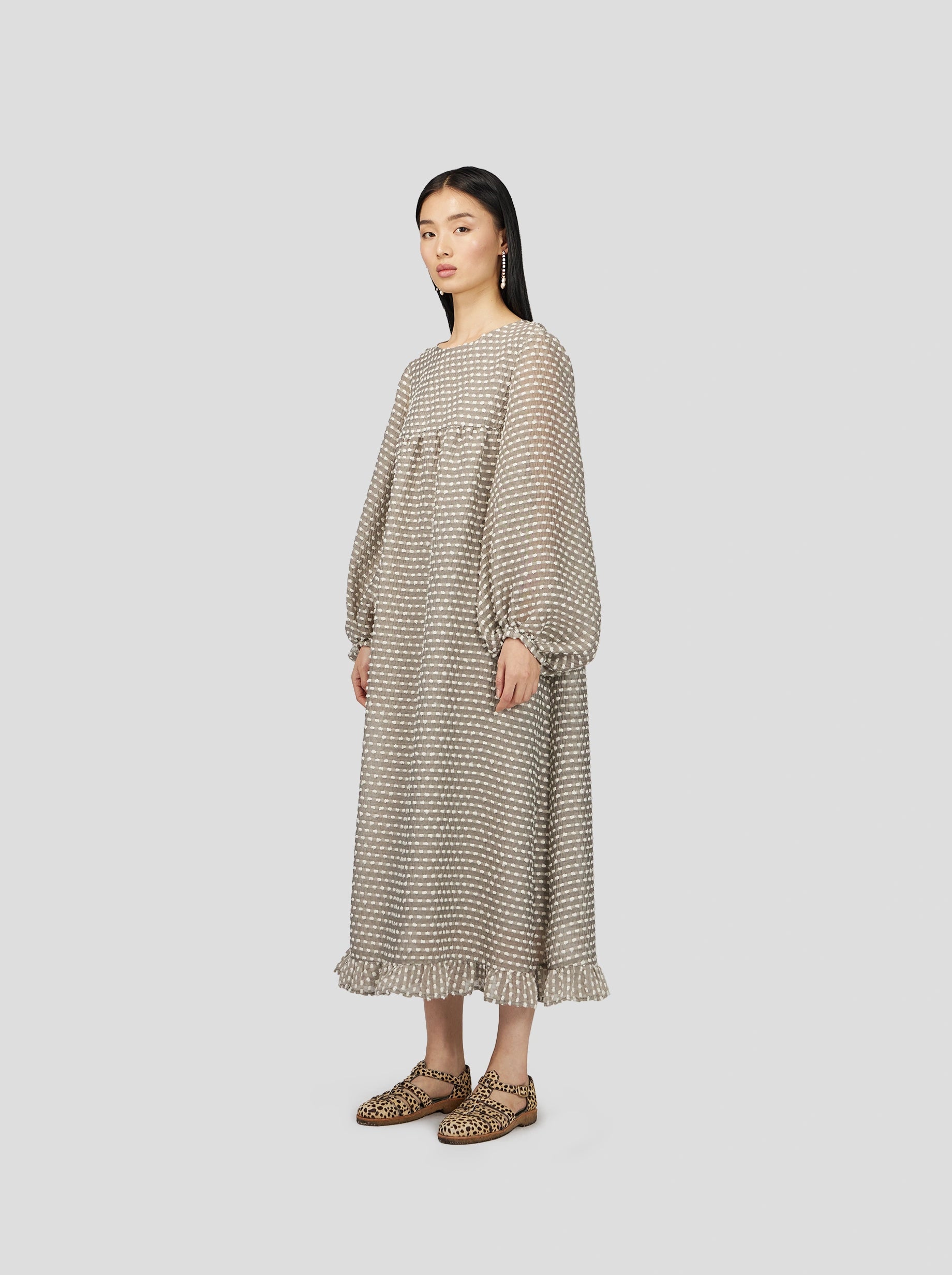 Robe Nine en Voile Soufflé Gris Galet