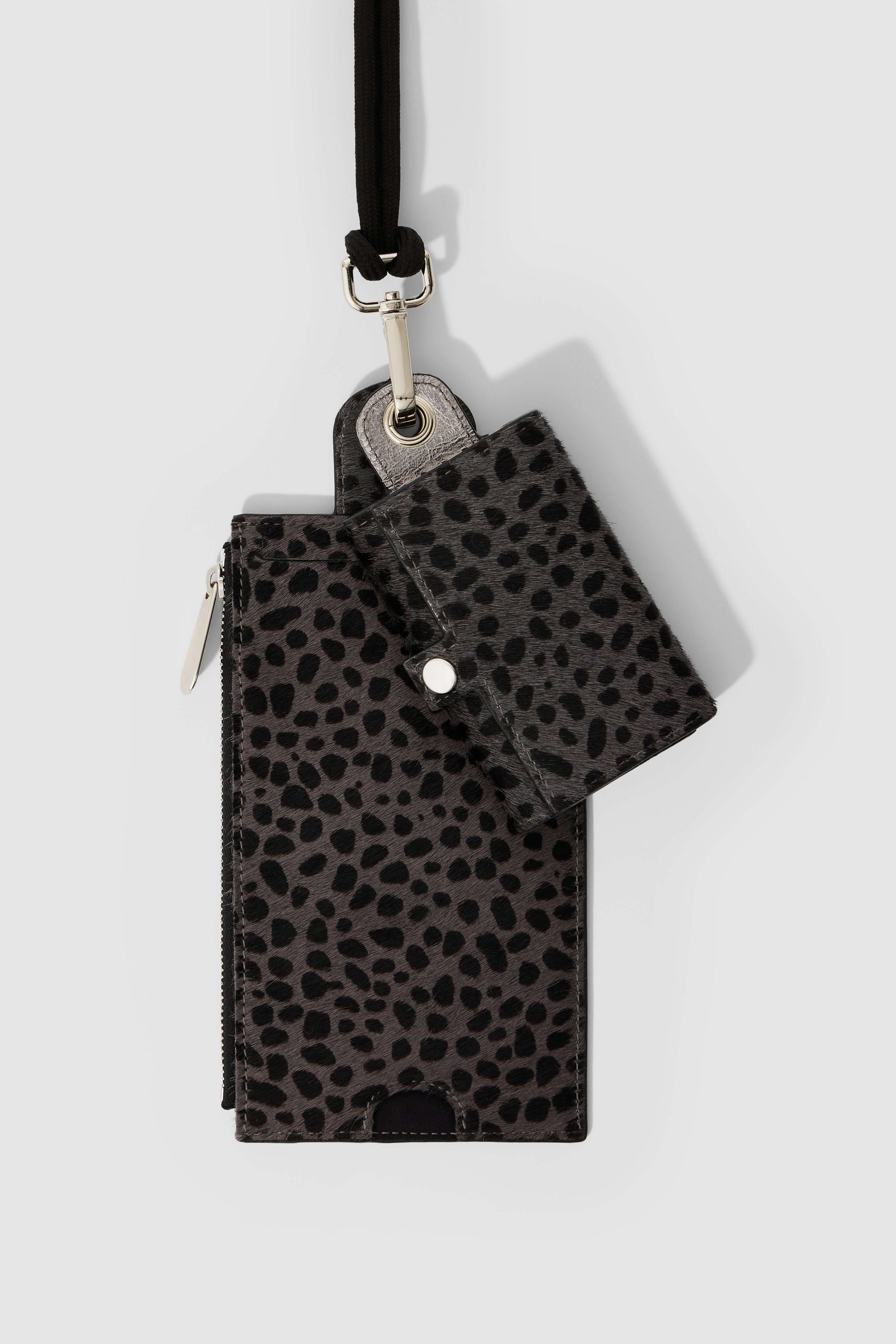 The Minis - 6 key holder in grey Cheetah printed leather