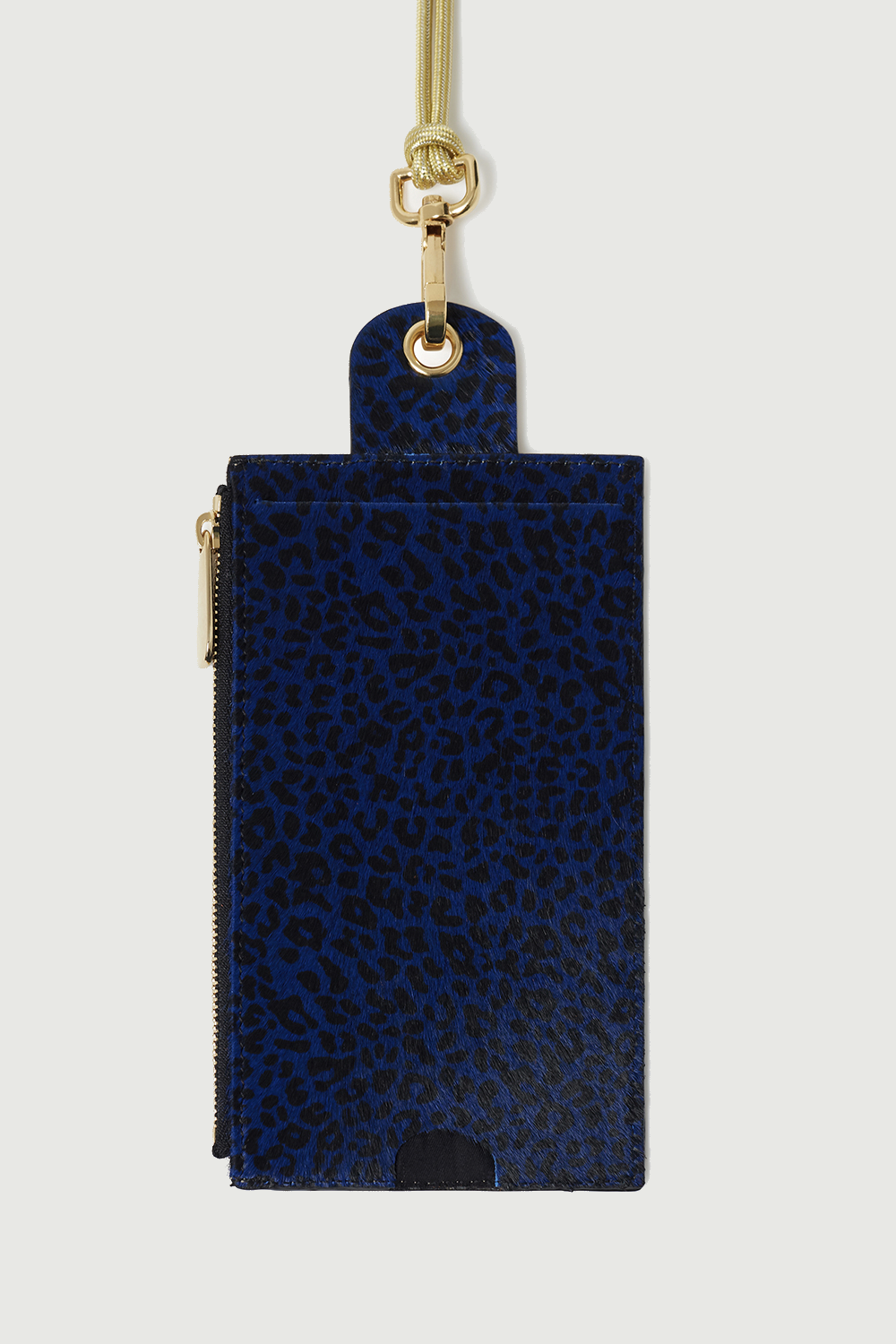 The Minis - Large neck wallet in blue Cheetah printed leather