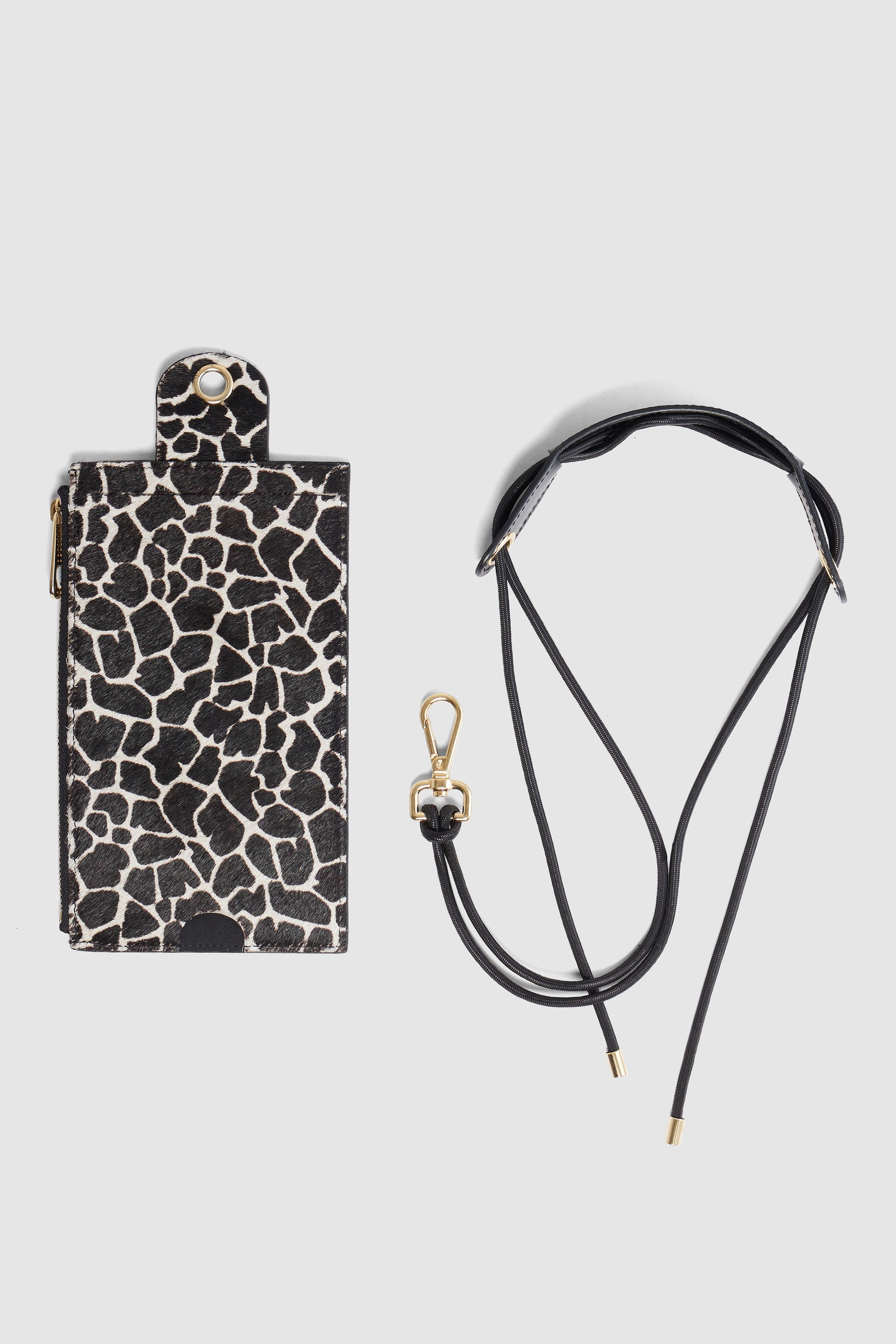 The Minis - Large neck wallet in white Giraffe printed leather