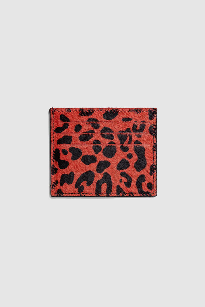 The Minis - Card holder in orange Leopard leather