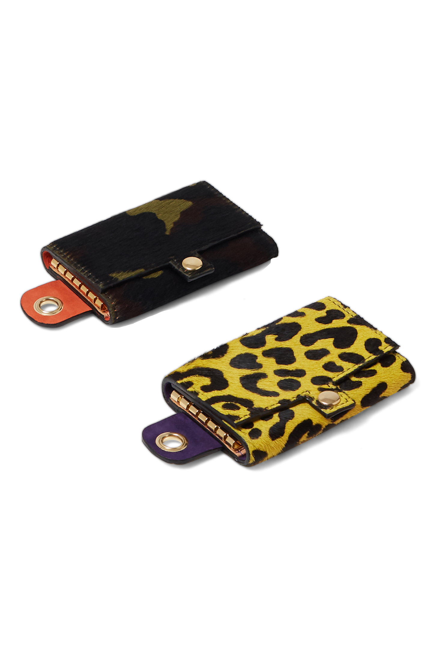 The Minis - 6 Key Holder in yellow Leopard printed leather