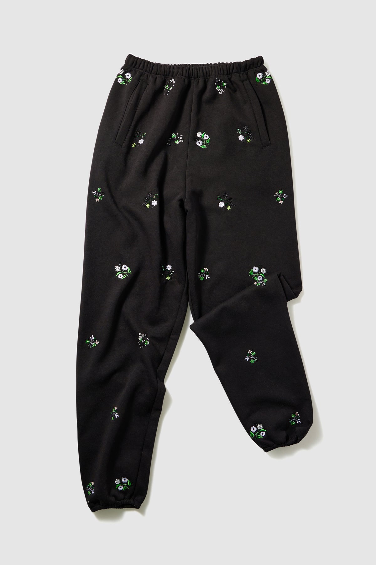 Elliott pants in black beaded embroidered fleece