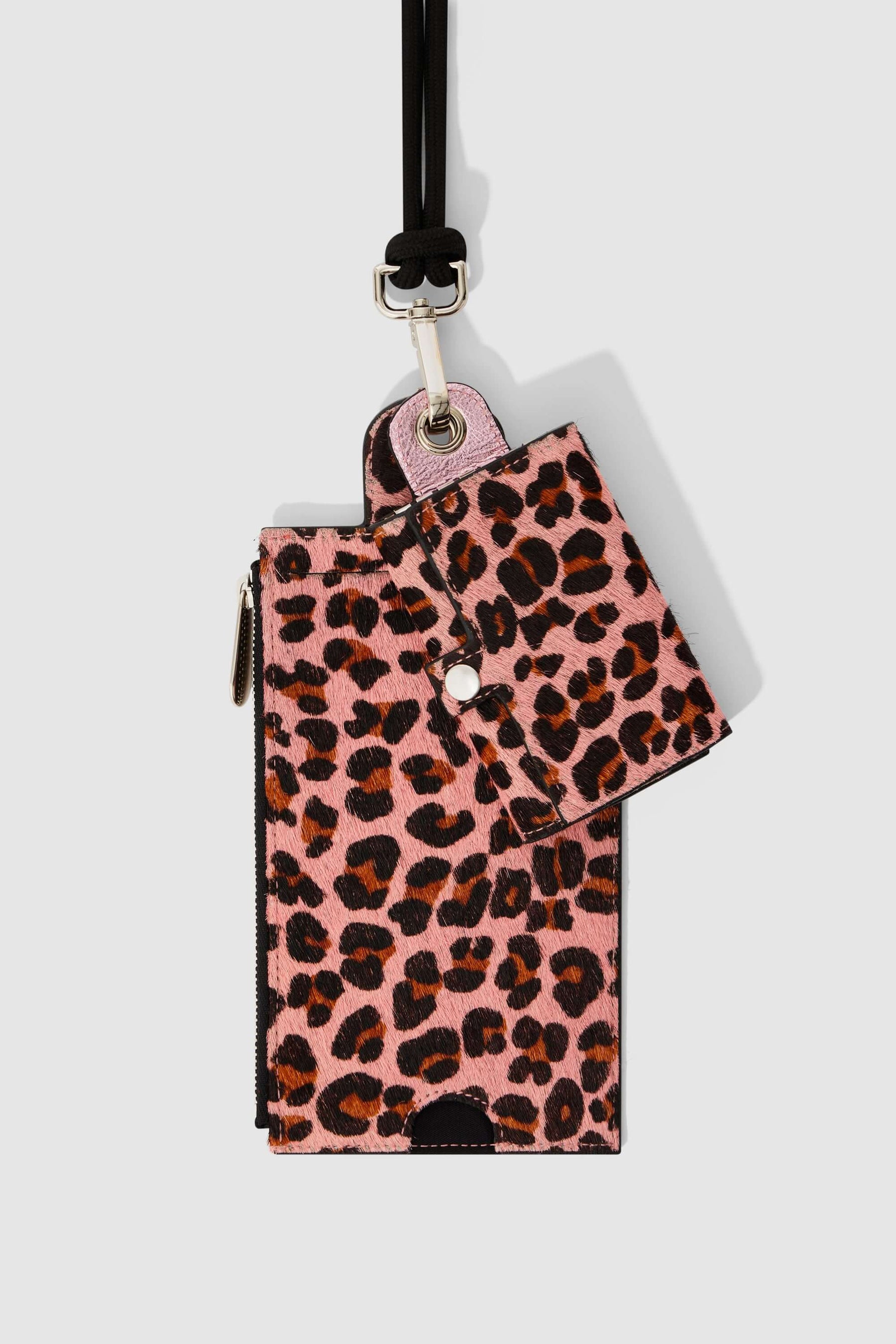 The Minis - 6 key holder in pink Leopard printed leather