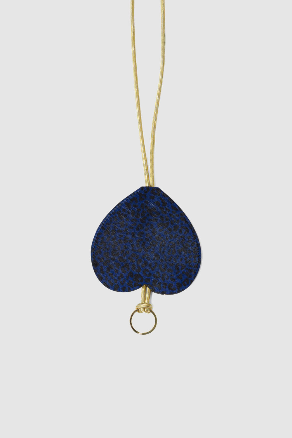 Les Minis - Porte-clé à cordon en cuir imprimé guépard bleu