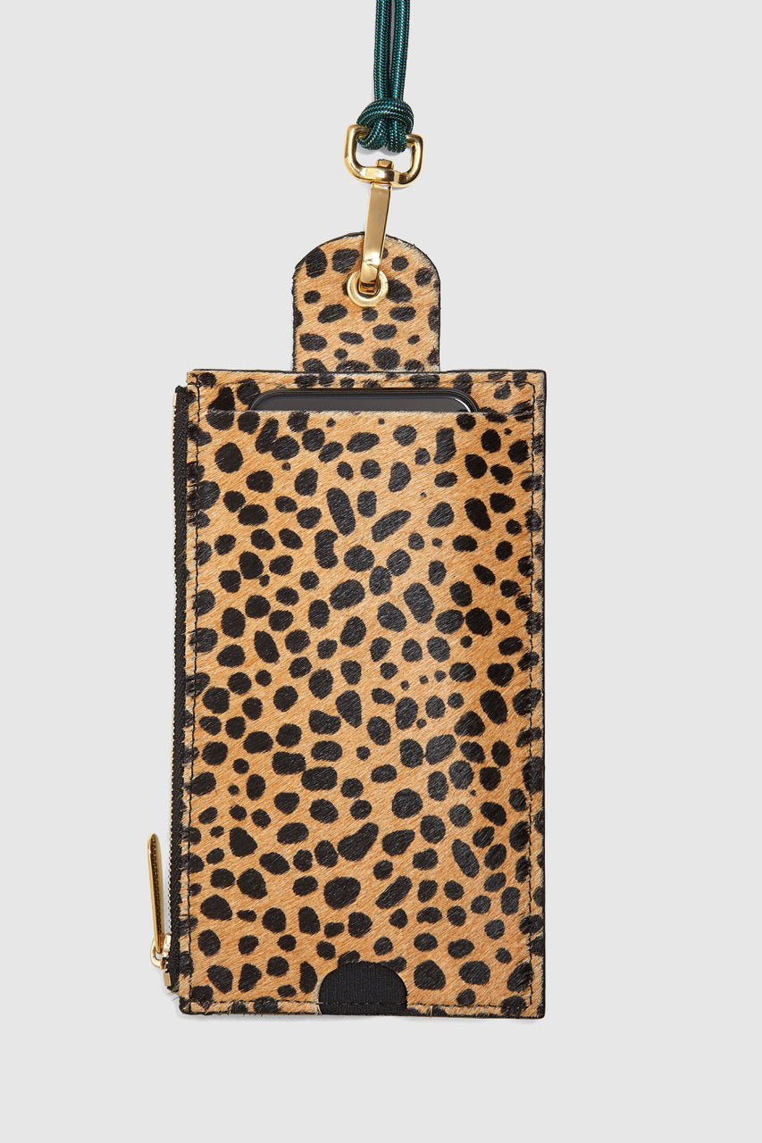 The Minis - Large neck wallet in Cheetah printed leather