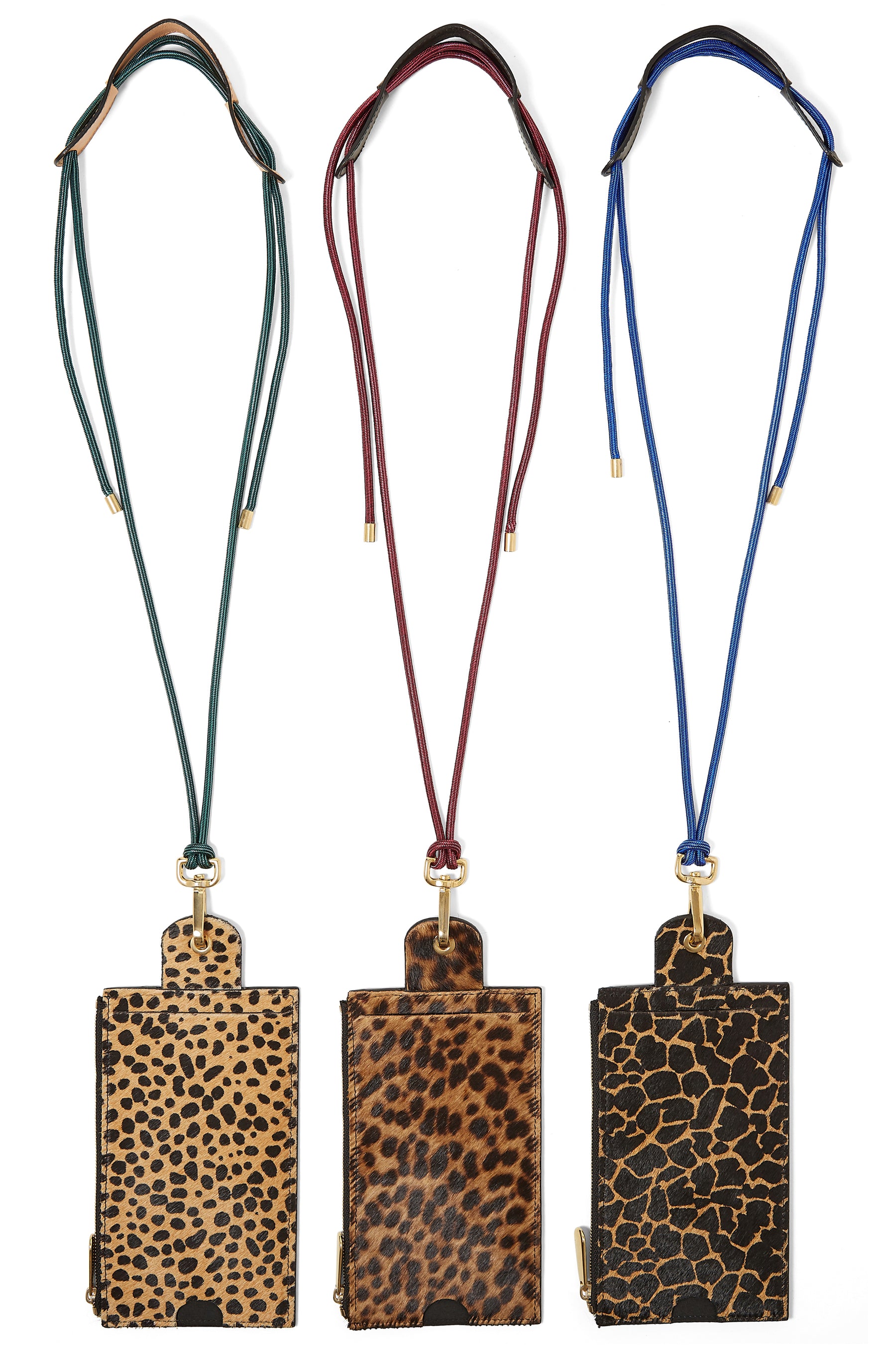 The Minis - Large neck wallet in Leopard printed leather