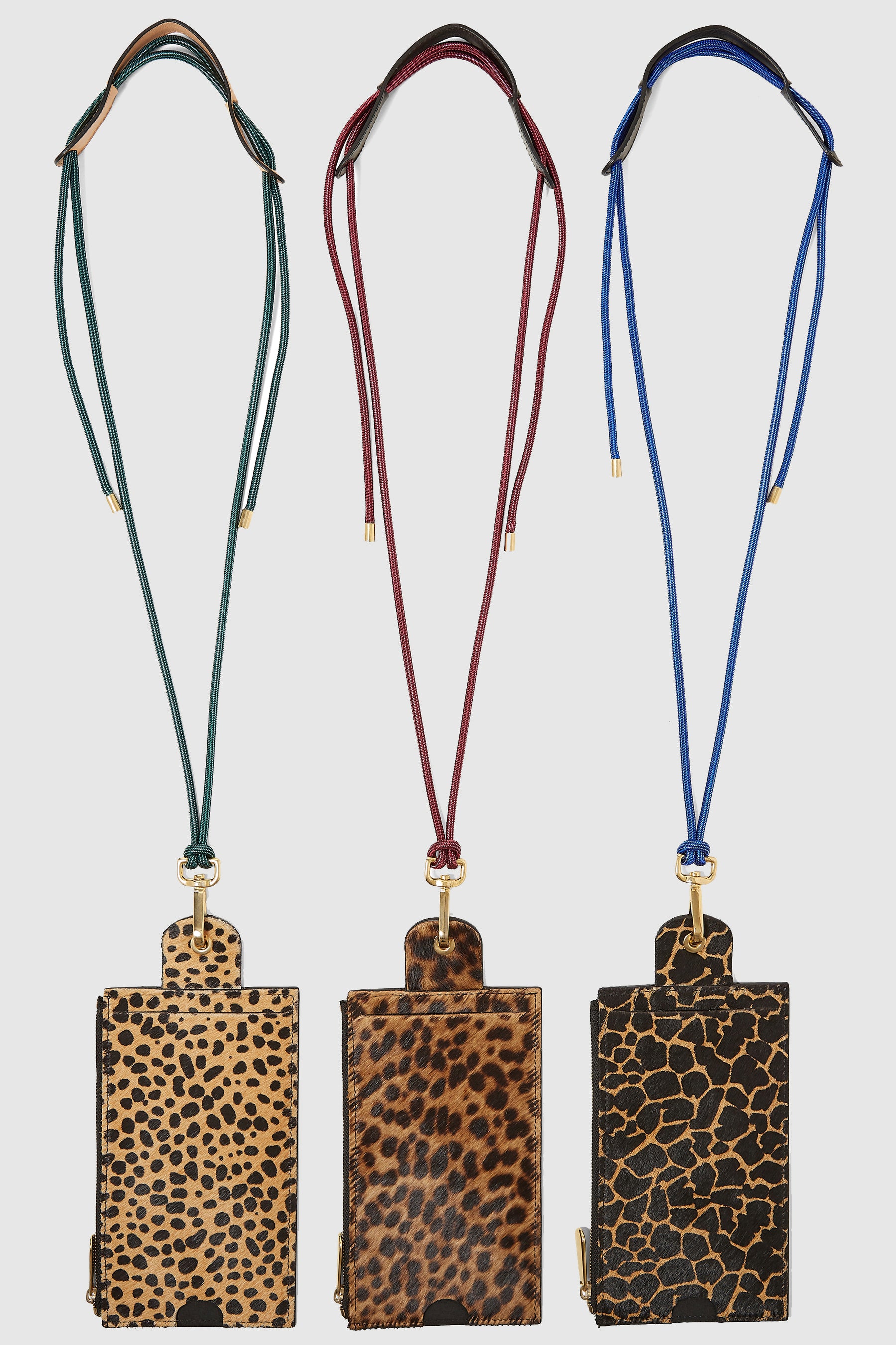The Minis - Large neck wallet in Cheetah printed leather