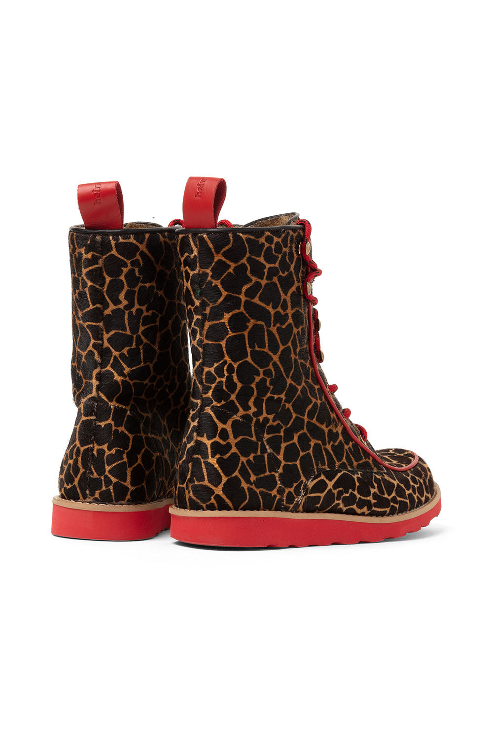 Mountain Boots en cuir imprimé girafe