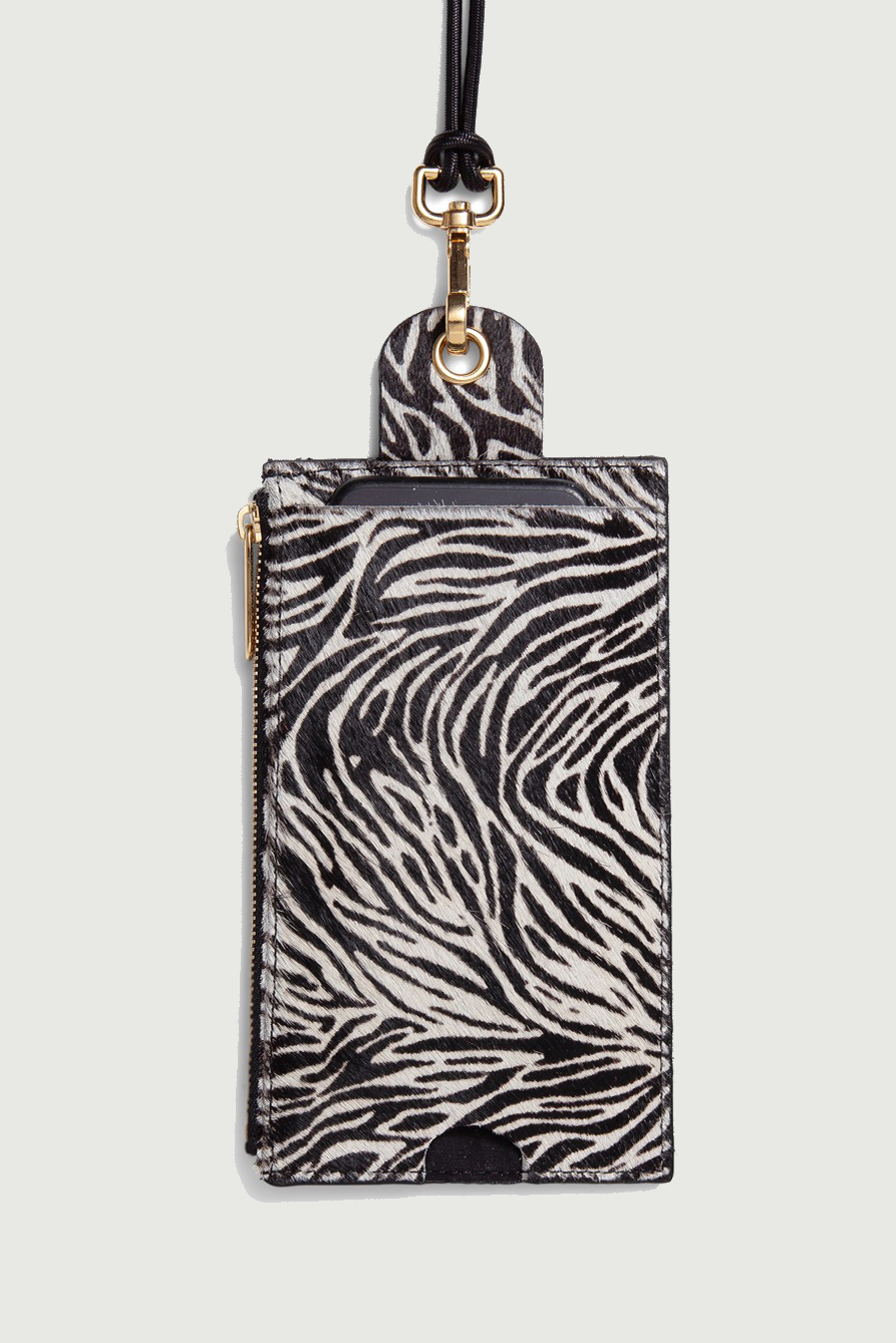 The Minis - Large neck wallet in Zebra printed leather