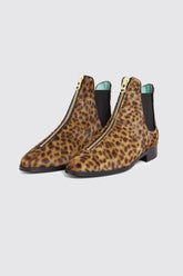 Boots Duchesse en cuir imprimé léopard