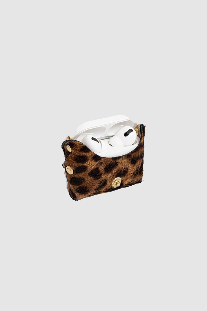 Pro Airpods case in Leopard printed leather