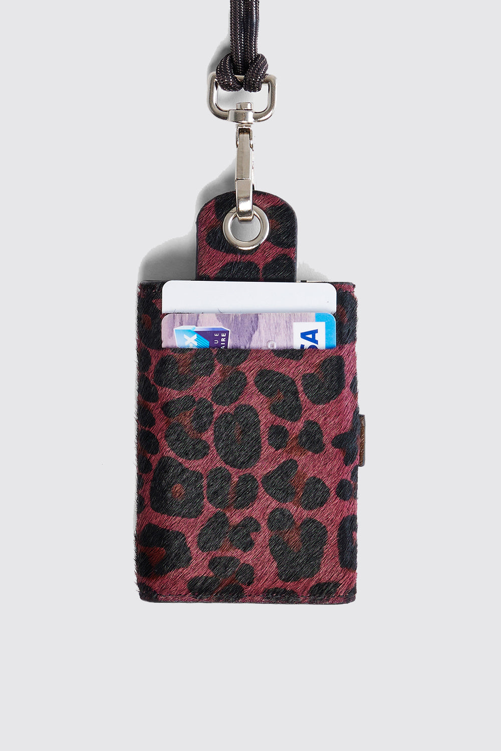 The Minis - 6 key holder in burgundy Leopard printed leather