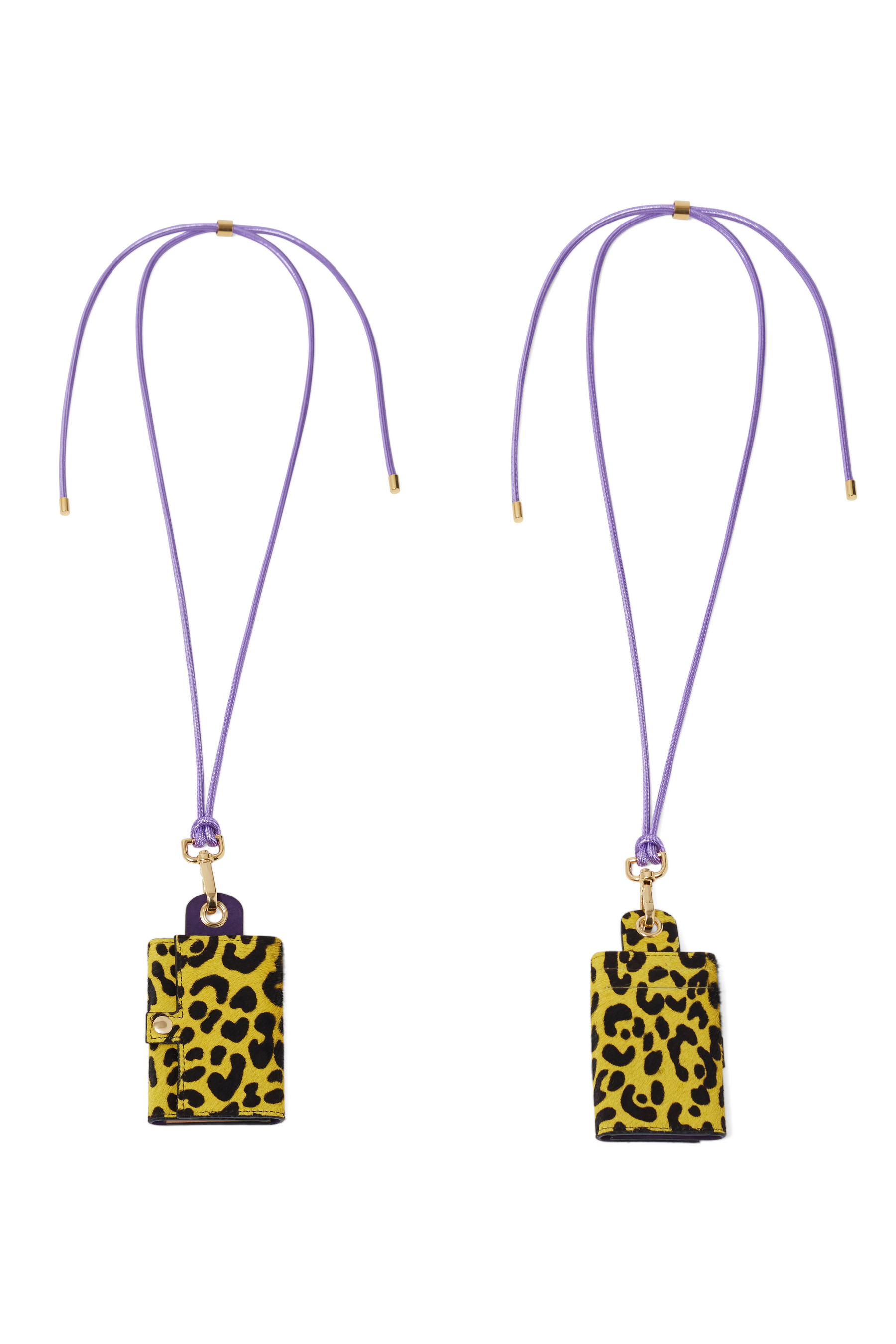 The Minis - Porte-clef à clapet en cuir imprimé léopard jaune